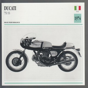 1974 Ducati 750 SS (748cc) Italy Sports Motorcycle Photo Spec Sheet Info Card