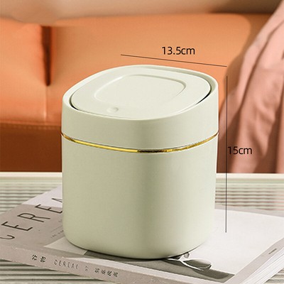 Desktop Trash Can Small Mini Garbage Can Plastic Dustbin With Shake Cover _r1