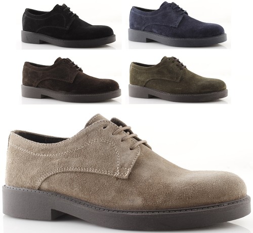 Scarpe uomo derby marroni nere verdi pelle camoscio invernali eleganti |  eBay