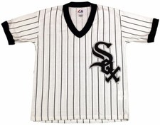 Chicago White Sox Youth Pinstripe v-neck Jersey T-shirt-1958