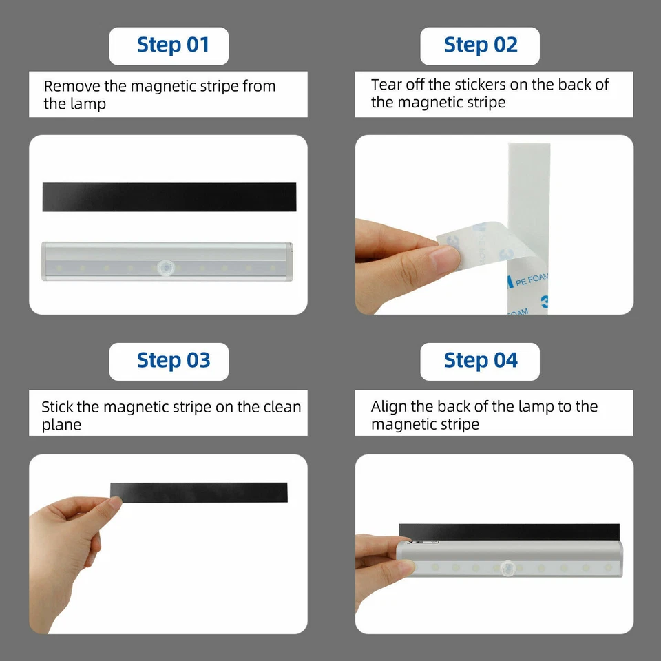 Motion Sensor Light Wireless Night Cabinet Closet Battery Powered Portable - Image 4 of 4