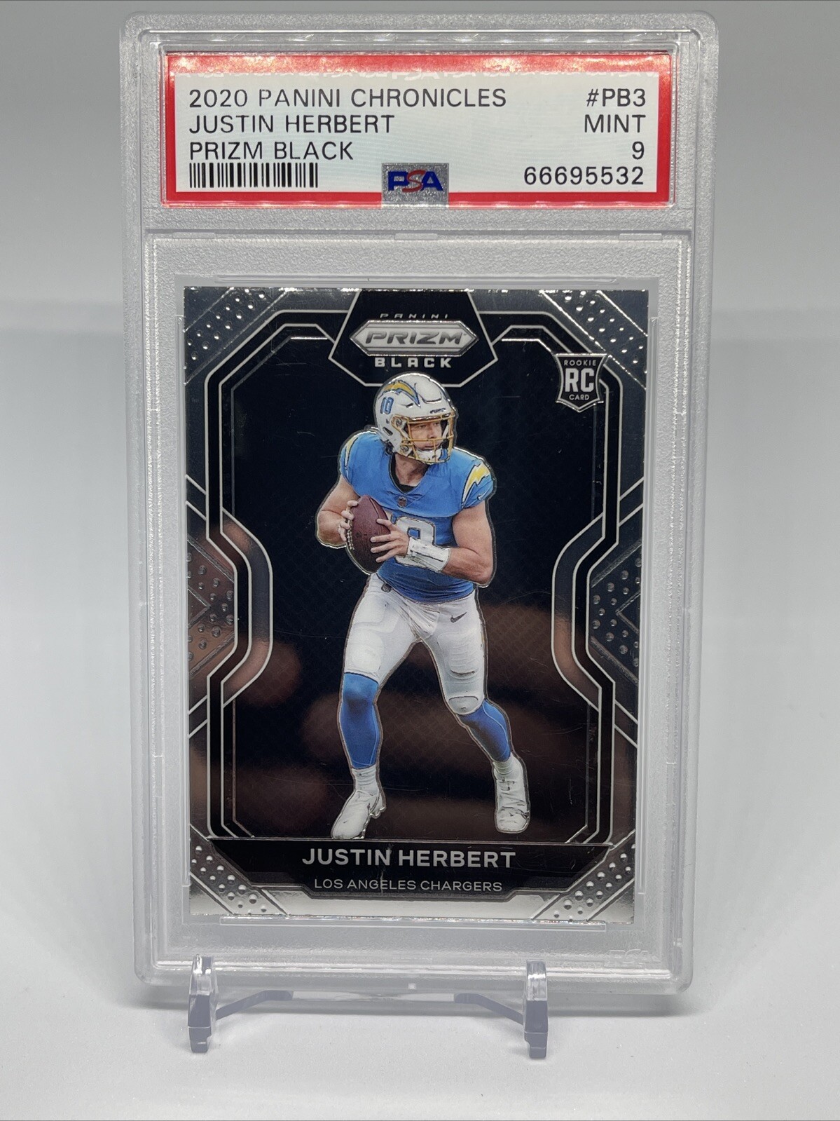 2020 Panini Chronicles Justin Herbert Prizm Black PSA 9 MINT Rookie RC