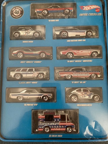 Hot Wheels Super Chromes Collectable Tin w/10 cars