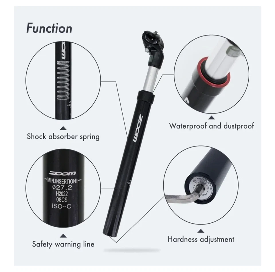 Tija de sillín con suspensión Zoom min. Inserción 27.2 H2024 07DS ISO-C Metal Negro Nuevo Foto 3 de 4