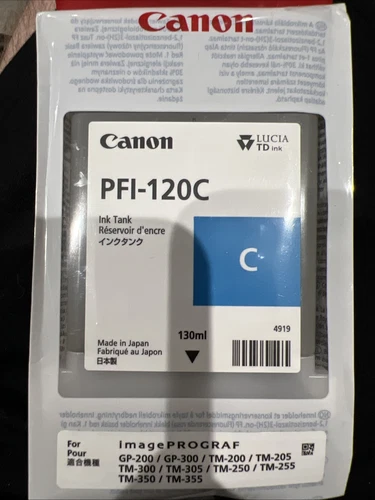 Genuine Canon PFI-120C 130ml Cyan Ink TM200 TM205 TM300 TM305 GP200 300