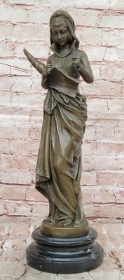 Handmade Roman Goddess Prosperity Fortuna 100% Real Bronze Statue Sculpture Art
