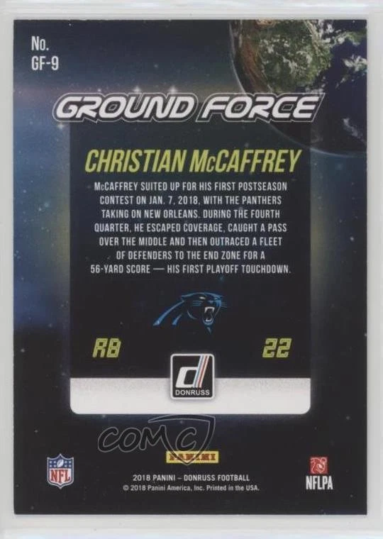 2018 Panini Donruss Ground Force Holo /100 Christian McCaffrey #GF-9 - Image 2 of 2