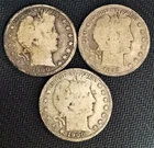 Three Full‑Date Barber Half Dollars – 1900‑P • 1900‑O • 1899‑P – Circulated Lot