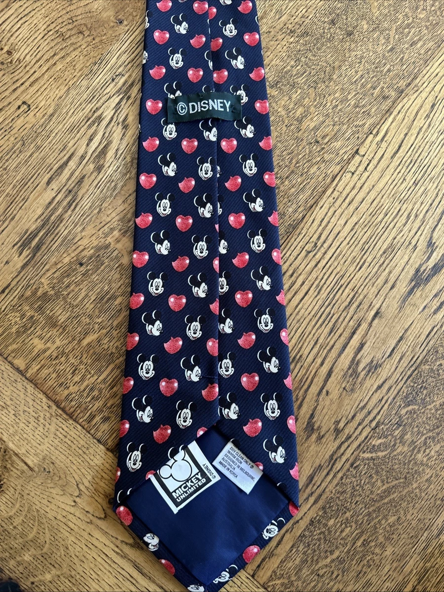 Vintage Y2k Disney Mickey Mouse Men's Tie Character Necktie Red Hearts