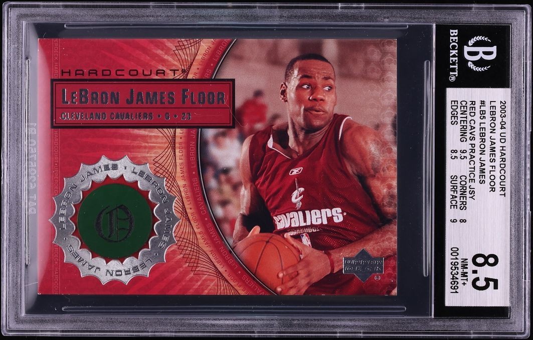 2003 Upper Deck Hardcourt LeBron James ROOKIE FLOOR PATCH #LB5 BGS 8.5 NM-MT+