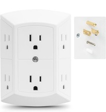 6-Outlet Extender, 2 Pack, Grounded Wall Tap, Adapter Spaced Outlets, 3-Prong