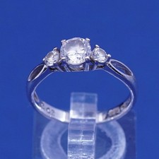 sz 7.25, vtg Sterling silver handmade ring, 925 engagement ring w/ cz