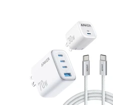 Anker 70W + 30W Wall Charger Bundle (4-Port + USB-C) Open Box / Works Perfect
