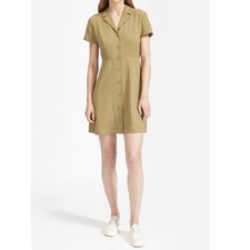 Everlane The Japanese GoWeave Notch Shirt Dress Mini Olive Green Women’s Size 12