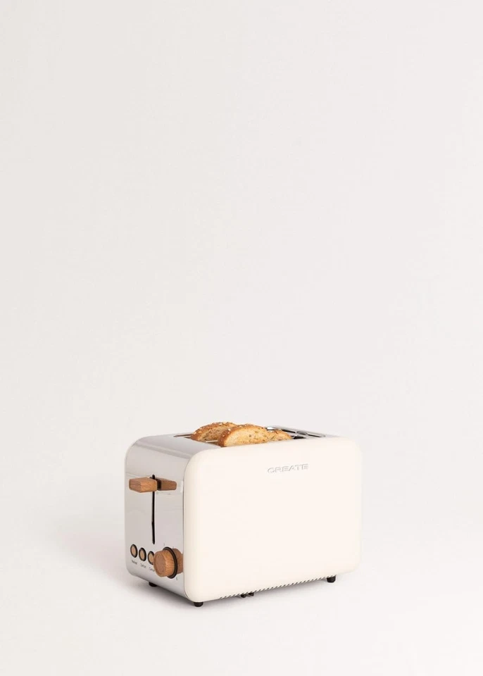 CREATE TOAST RETRO Toaster Cremeweiß / 6 Leistungsstufen, Krümelschublade, 850 W - Bild 3 von 4