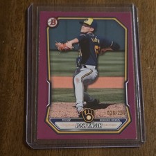 2026 Bowman Josh Knoth Prospects Fuchsia Border 026/299 Brewers Purple Paper
