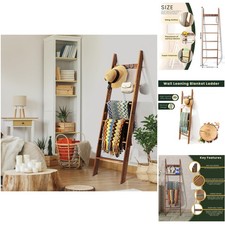 Stylish Pine Wood Blanket Ladder - 6-Tier Display Rack for Living Room Bedroom