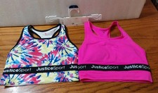 Justice Sport Girl's 2 pack Sports Bra Size 28 Pink Multicolor Tie Dye So Soft