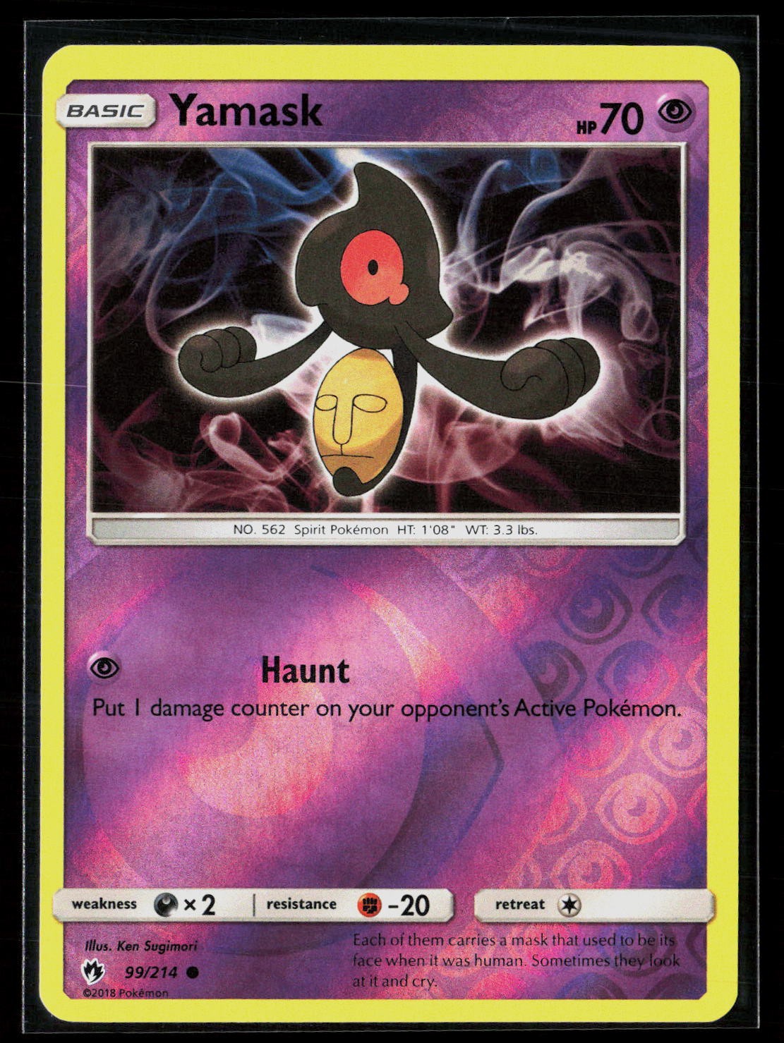 Yamask 99/214 Common Reverse Holo Lost Thunder Pokemon NM