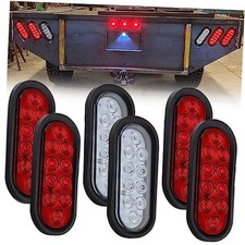 6Pcs 6 Inch Oval LED Trailer Tail Lights 10 LED, 4 Red and 2 White 6" Oval Led