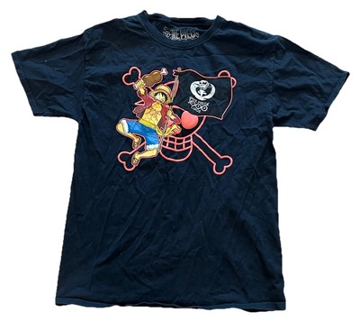 Ripple Junction One Piece Mens Monkey D. Luffy Red Skull Black Shirt Sz Medium