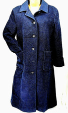 Pendleton Vintage Coat Virgin Wool Long Blue Lined M L 12 Women Trench Old Money