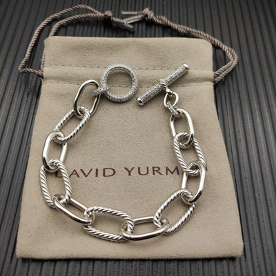 David Yurman DY Madison Toggle Chain Bracelet Sterling Silver w/ Diamonds 7.8 in