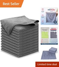Microfiber Cleaning Cloth Grey - 12 Pcs 12.5"x12.5" - High Performance - 1200...