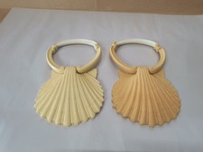 Set of 2 VTG 1970  s Sea Shell Towel Holder HOMCO Beach Ocean Cottage Decor MCM