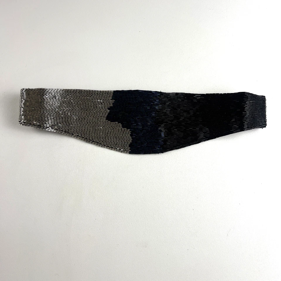 Beaded Belt Cummerbund Black Grey Blue Silver  34” - Image 4 of 4