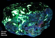 Choice SW/UV Hardystonite, Willemite, Calcite from Franklin, New Jersey 436