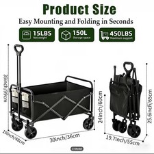 350lb /500lb Heavy Duty All Terrain Folding Cart For Camping Shopping Gardening