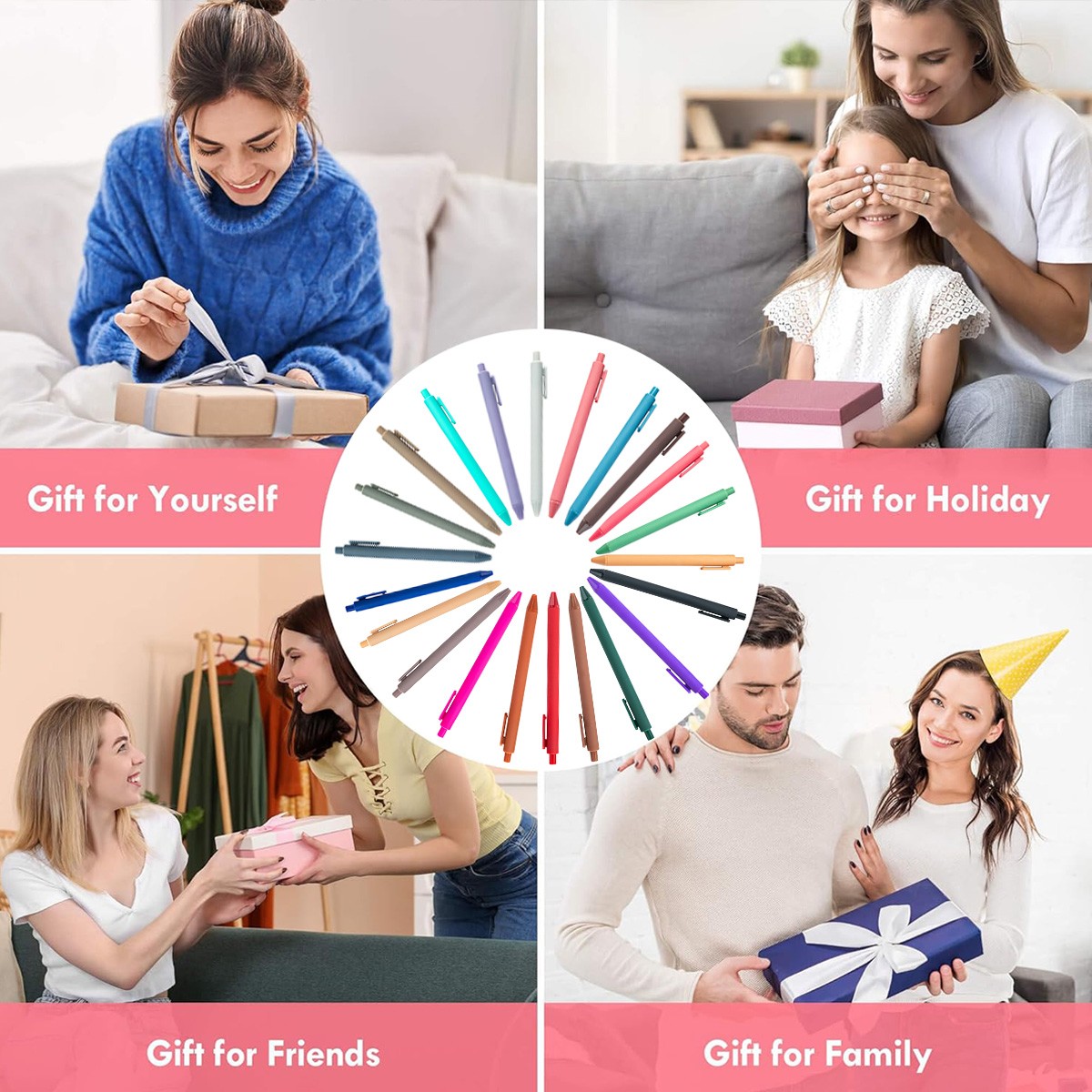 22PCS Ball Point Pens BLACK Gel Ink Pen Smooth Writing - Medium Point new