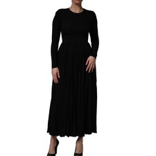 DOLCE & GABBANA Dress Black Long Sleeves Silk A-line Maxi IT42/US8/M RRP 5180usd