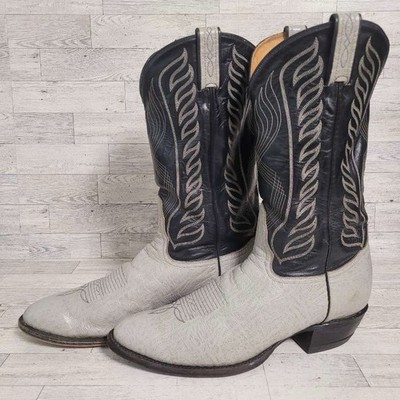 Men's Tony Lama Exotic Antelope Leather Grey Black Vintage Cowboy Boots Size 13
