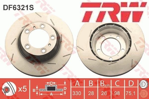 2X Bremsscheibe TRW DF6321S 2 Bremsscheiben FüR Porsche-image