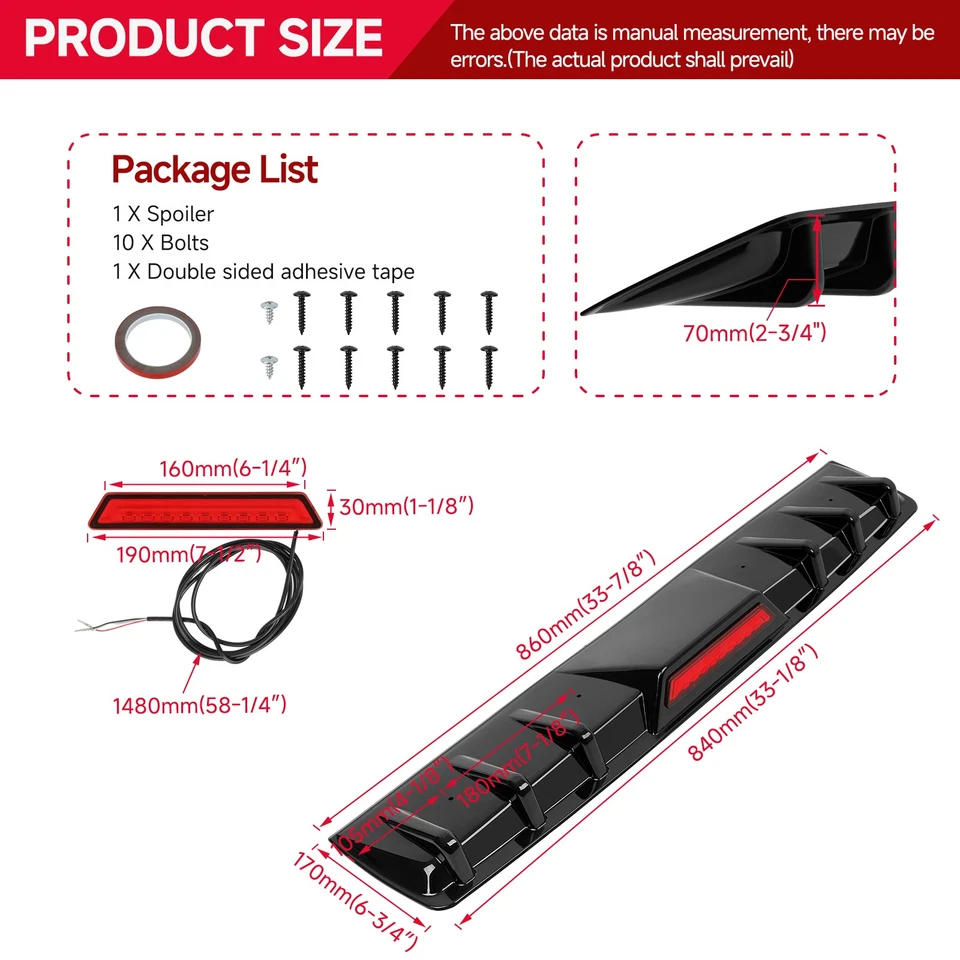 Difusor de parachoques trasero negro brillante para Chrysler 300C SRT8 labio de 6 aletas con luces LED - Imagen 2 de 4