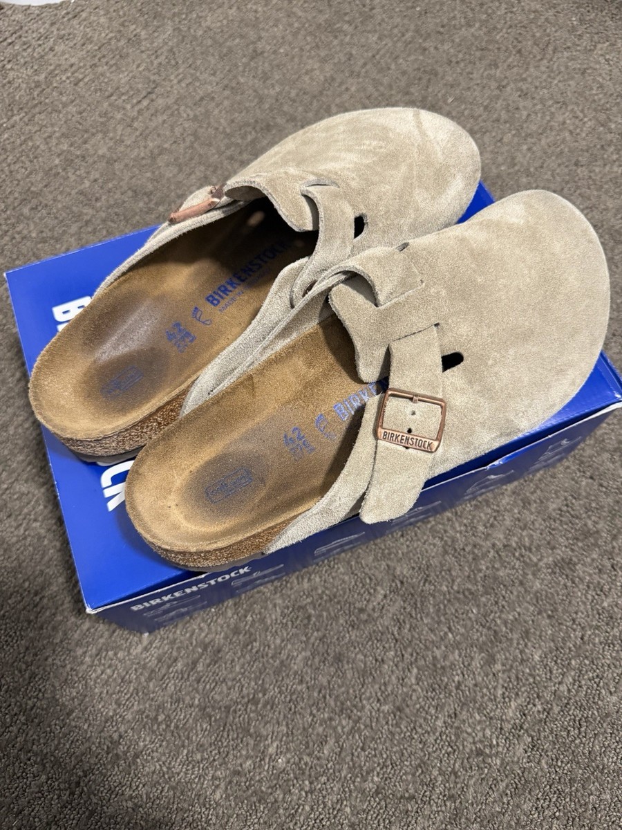 Birkenstock Boston Suede Clogs Beige Buckle Comfort Men's US 9 EU