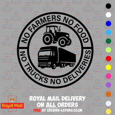 No Farmers No Food No Trucks No Deliveries Vinyl Sticker – 140mm Decal