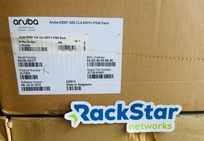 New JL725A HPE Aruba 6200F 24G Class4 PoE 4SFP+ 370W Managed Switch