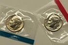 1976 P & D Uncirculated Roosevelt Dimes in Mint Cello, Free Shipping
