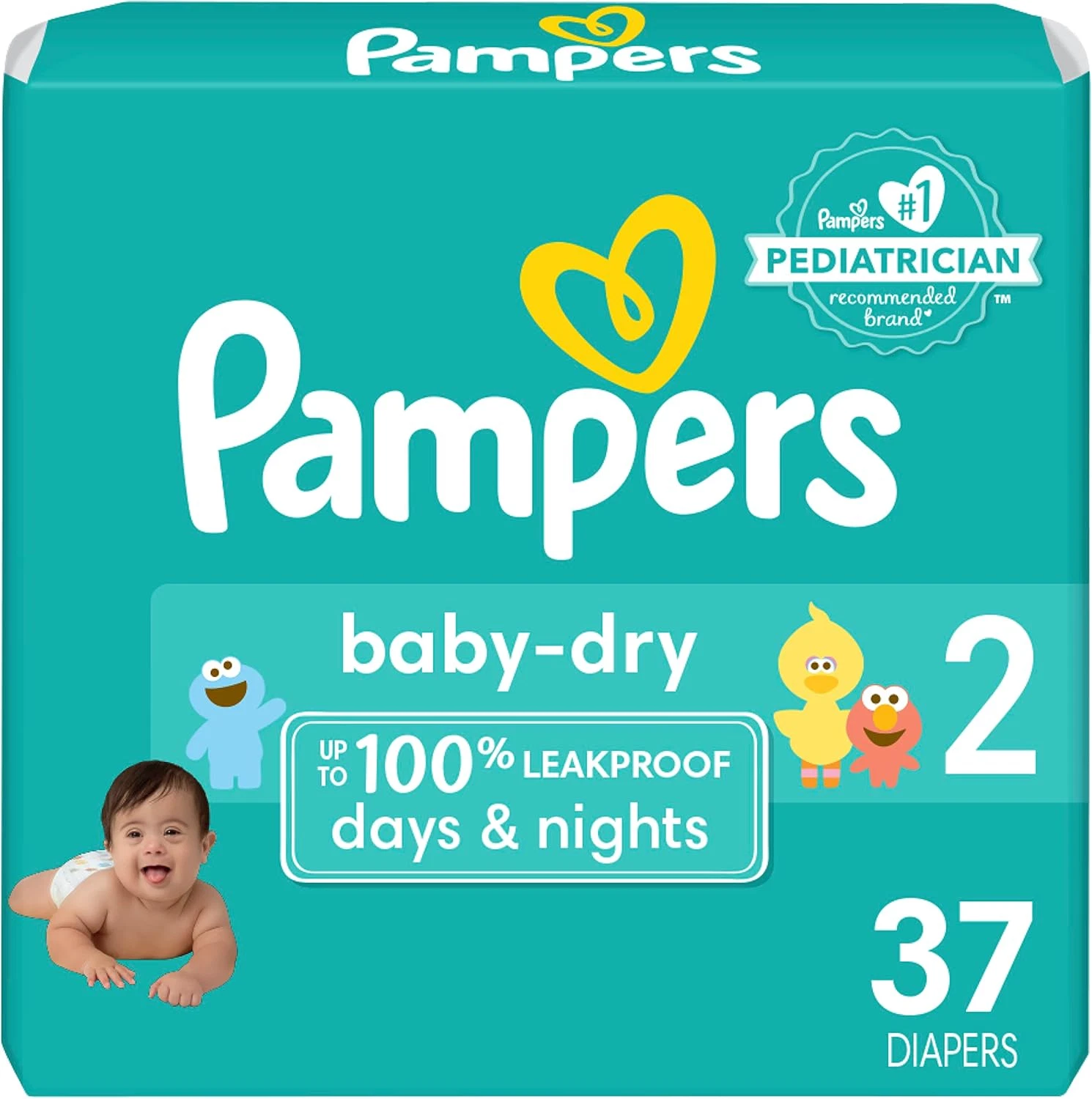 Pampers Baby Dry Diapers Size 2 (37 Count) 100% Leakproof 12-Hour Protection