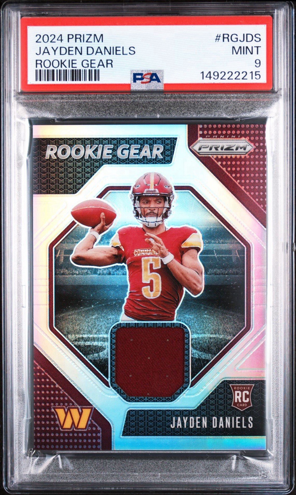 2024 Panini Prizm Rookie Gear #RGJDS Jayden Daniels RC PSA 9 MINT