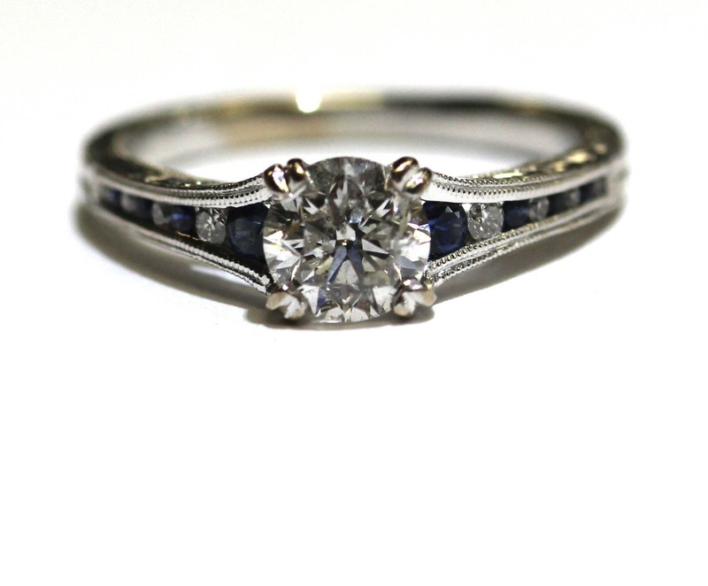 Kirk Kera Stella 18k white gold 1.10ct I2 I diamond sapphire ring 4.2g natural