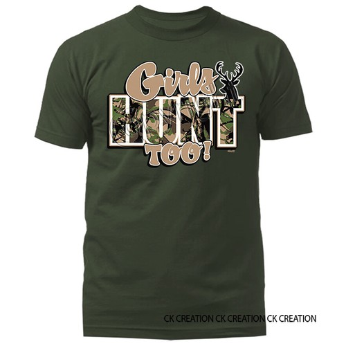 Girls Hunt Too! Funny Joke Humor Humorous Novelty Graphic T-shirt - 第 1/17 張圖片