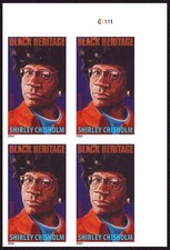 US # 4856a - (49¢) Black Heritage Shirley Chisholm Imperf Mint Plate Block of 4