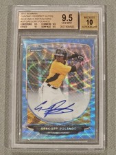 GREGORY POLANCO 2013 BOWMAN CHROME BLUE WAVE REFRACTOR AUTO 15/50 BGS 9.5/10