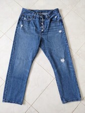 Levi's Women's 501 Big E Button Fly Distressed Blue Denim Jeans - W29 x L26