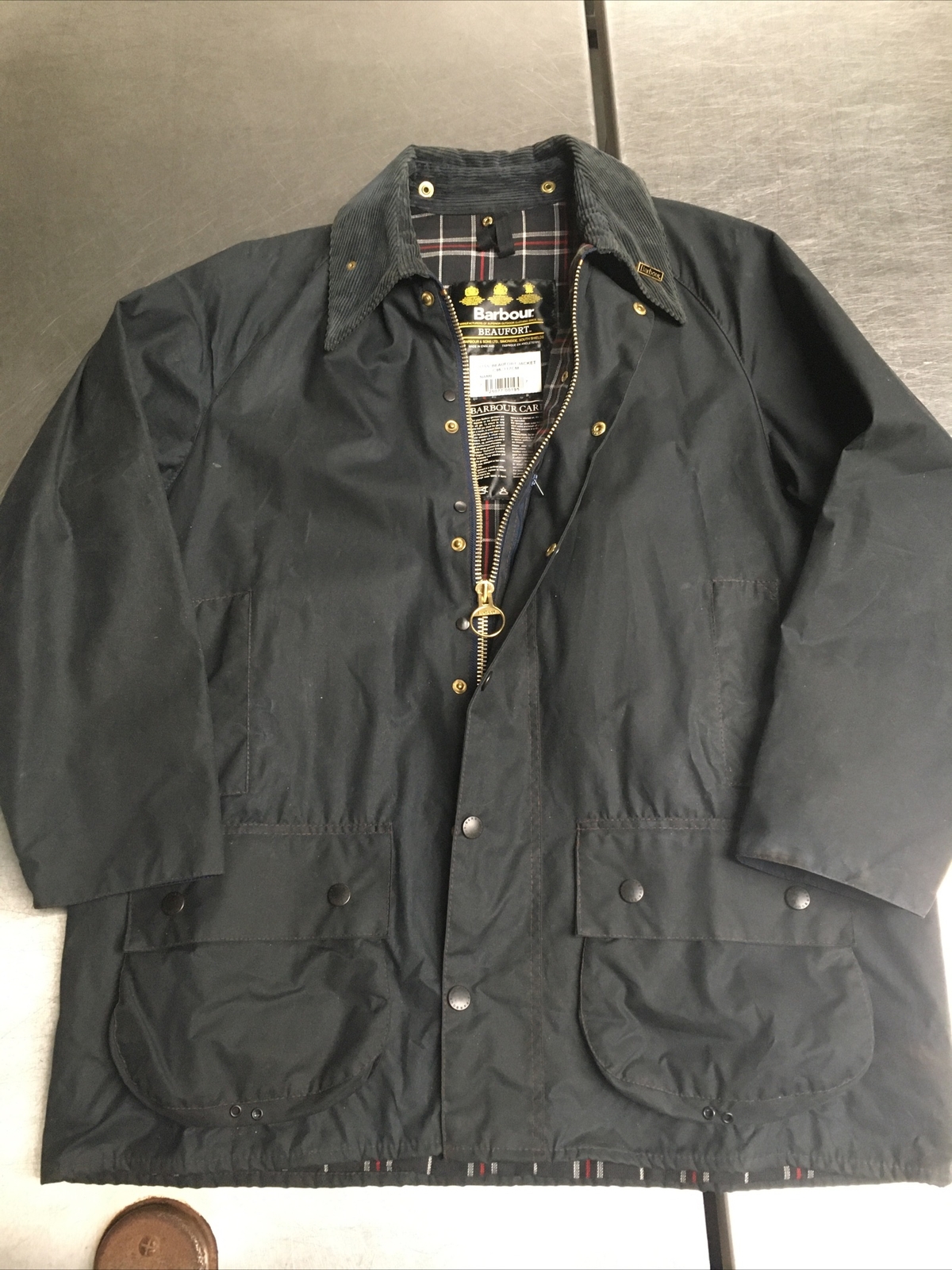 Excellent Barbour Beaufort C46 Mens XL XXL 54in Blue Waxed Shooting