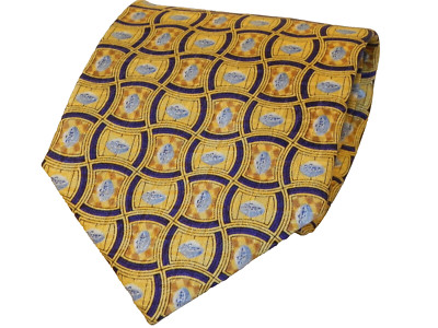 Pfizer Men's Novelty Necktie Tie Little Blue Pill Design Gold & Blue 100% silk